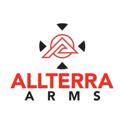 Allterra Arms logo featuring a stylized emblem with geometric design elements, representing quality firearms and ammunition expertise.