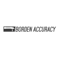 Borden Accuracy logo featuring a stylized rifle graphic, representing precision and expertise in firearms, relevant to Sherman Wildcat cartridges and trusted gunsmiths.